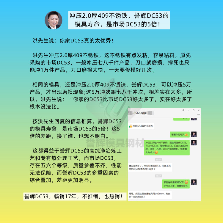 沖壓2.0厚409不銹鐵，譽(yù)輝DC53的模具壽命，是市場(chǎng)DC53的5倍！.jpg